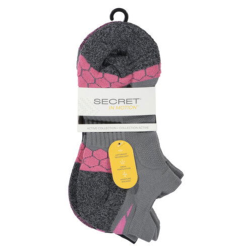 Secret - In Motion No Show Socks Double Tab Pink
