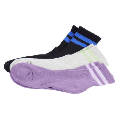Secret - In Motion Socks -Stripes Mid Crew - Size 6-10