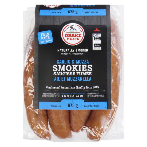 DRAKE MEATS - Garlic & Mozza Smokies