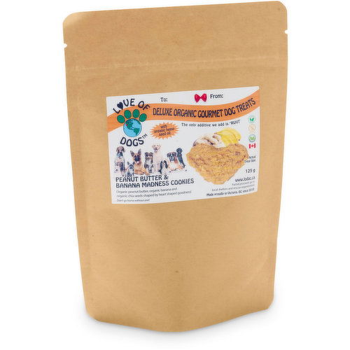 Love of Dogs - Dog Treats -Peanut Butter & Banana Madness Cookies