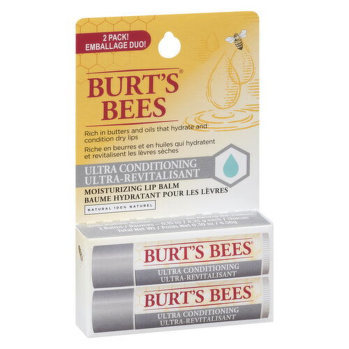 Burt's Bees - Moisturizing Lip Balm, Ultra Conditioning, 2 Pack