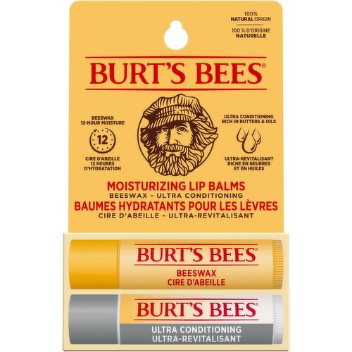 Burt's Bees - Moisturizing Lip Balms Beeswax Ultra Conditioning - 2 Pack