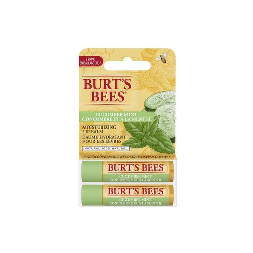 Burt's Bees - Moisturizing Lip Balm, Cucumber Mint, 2 Pack