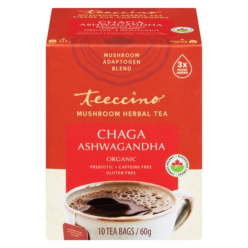 Teeccino - Herbal Tea Chaga Ashwagandha Mushroom Organic