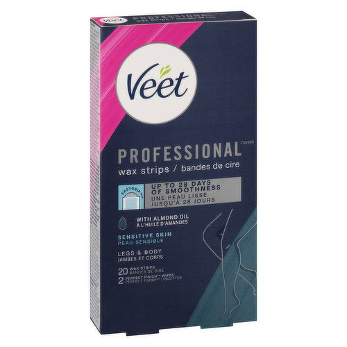 Veet - Easy-Gel Wax Strip for Body & Legs, Sensitive Skin with Blue Cornflower Fragrance