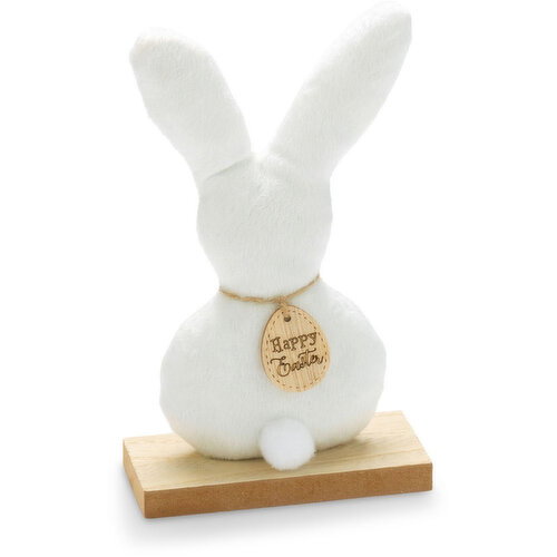 Easter - Fabric Bunny Wood Base Decor, 7.25 Inch
