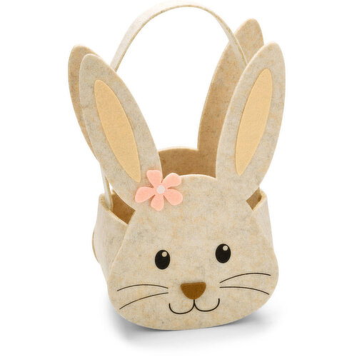 Easter - Taupe Bunny Felt Basket, 10.5 Inch
