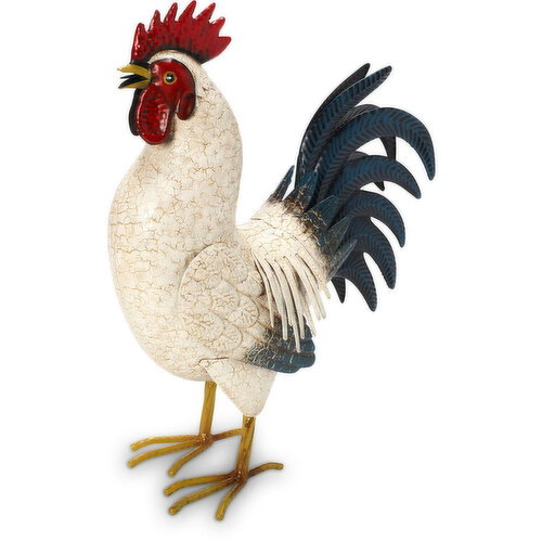 Spring - Metal Rooster White, Black & Blue Tail, 15 Inch