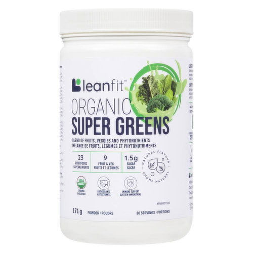 LEANFIT - Organic Super Greens, Natural Flavour Unsweetened