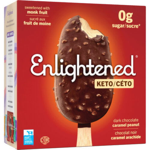 Enlightened - Keto Caramel Dark Chocolate Peanut Ice Cream Bars