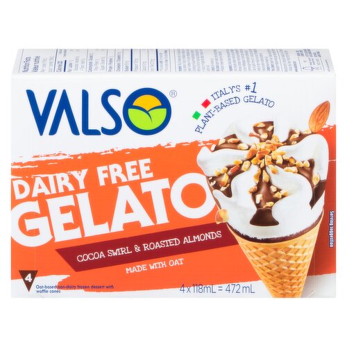 Valso - Dairy Free Gelato Cocoa Swirl & Roasted Almonds Cone