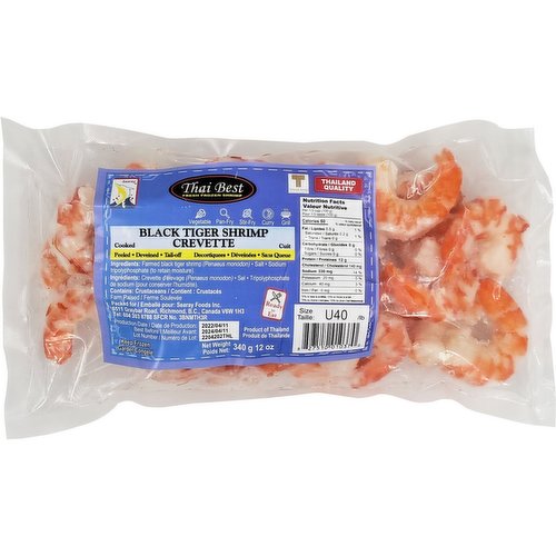 Searay - Frozen Black Tiger Shrimp Meat Broken Cooked U40