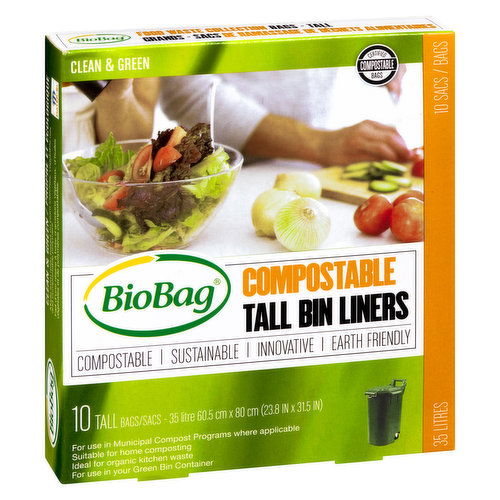 Bio Bag - Compostable Tall Bin Liners, 35L