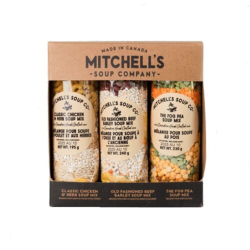 MITCHELLS SOUP CO - Soup Trio Box: Fog Pea, Chicken Herb, And Beef Barley Soup