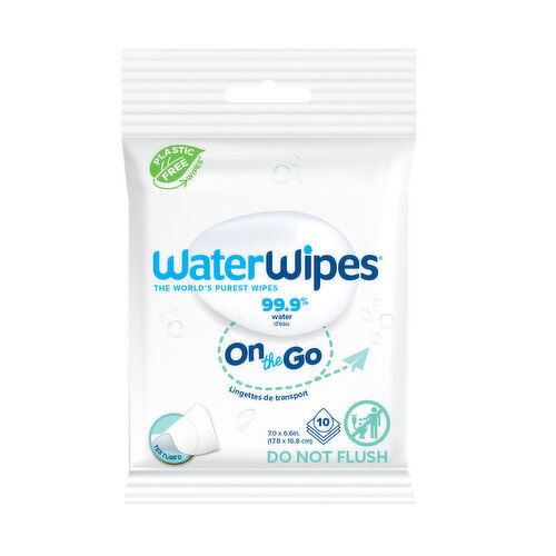 WaterWipes - On The Go 99.9% Water Based Sensitive Baby Wipes.