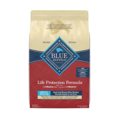 BLUE BUFFALO - Life Protection Formula Natural Food for Adult Dogs - Beef and Brown Rice