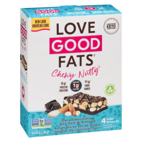 LOVE GOOD FATS - Chewy Nutty Bar Dark Chocolate Almond