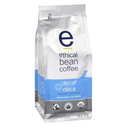 Ethical Bean - Decaf Whole Bean Coffee, Dark Roast