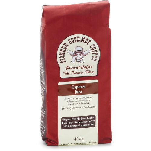 Pioneer Coffee - Capozzi Java Organic Whole Bean Coffee Dark Roast