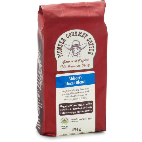 Pioneer Coffee - Abbott's Decaf Blend Organic Whole Bean Coffee