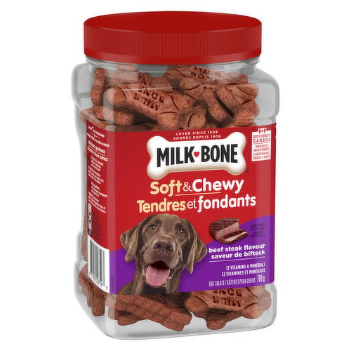 Milk bone - Dog Treats, Soft & Chewy Beef Steak Flavour