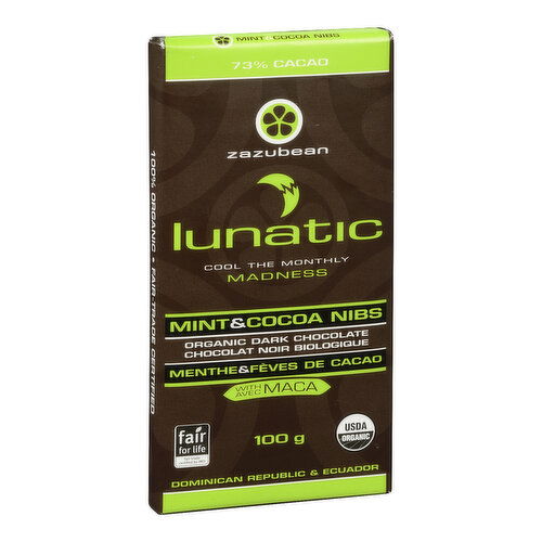 Zazubean - Dark Chocolate Lunatic Mint Cocoa Nibs & Maca