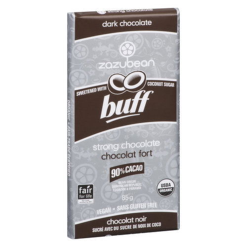 Zazubean - Buff 90% Cacao - Strong Dark Chocolate Bar