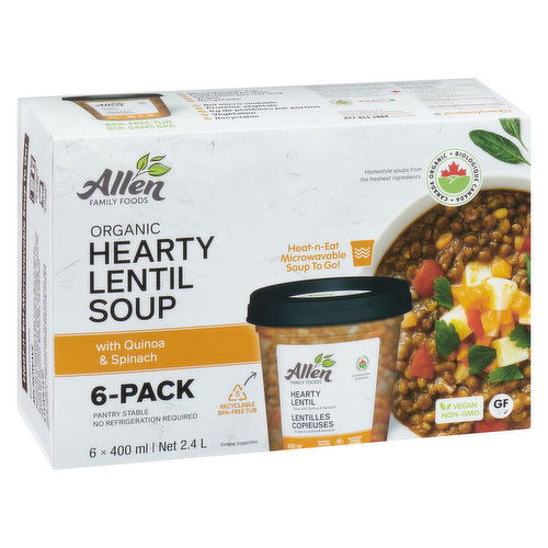 Allen Family Foods - Soup, Hearty Lentil