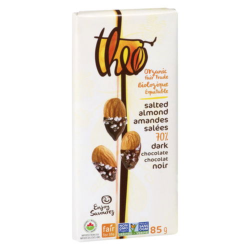 Theo - Dark Chocolate Salted Almond 70% Cocoa Organic