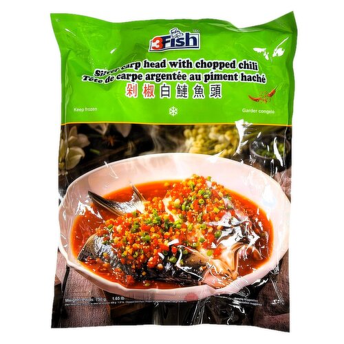 3Fish - Silver Carp Head With Chopped Chili, Frozen