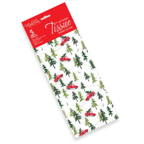 Millbrook - Christmas Tissue, Printed Holly Berry - 5 Sheets