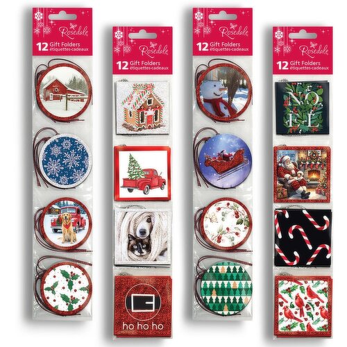 Rosedale - Christmas Square/Round Gift Folders, 12 Piece