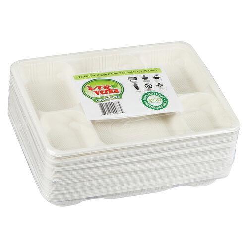 Verka - Green Line Food Trays - 6 Compartments