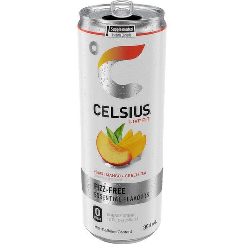 CELSIUS - Peach Mango Green Tea, Fizz-Free