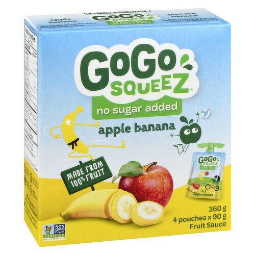 Gogo Squeez - Fruit Sauce, Apple Banana No Sugar Added