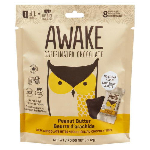 Awake Chocolate - Peanut Butter Dark Chocolate Bites No Sugar