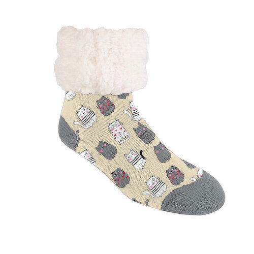 Dr. Johnny's - City Cat Champagne Fuzzy Socks, Pair