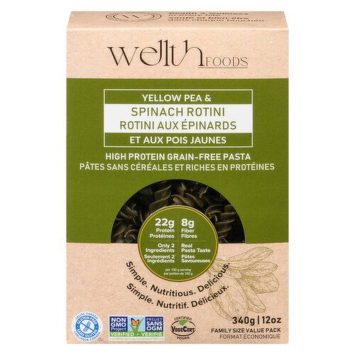 Wellth - Pasta Rotini Spinach Gluten Free High Protein