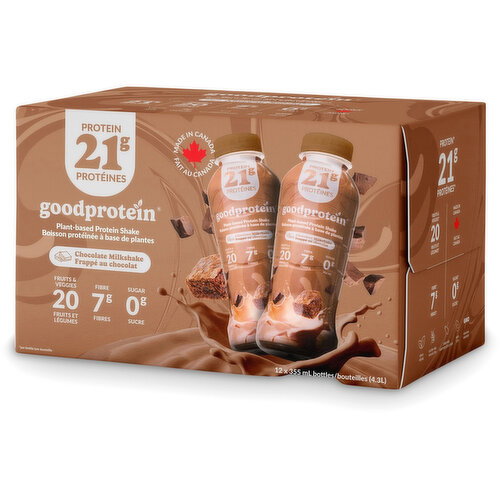 Good Protein - Plant-based Protein Shake - Chocolate Milkshake Flavoured, 355 mL