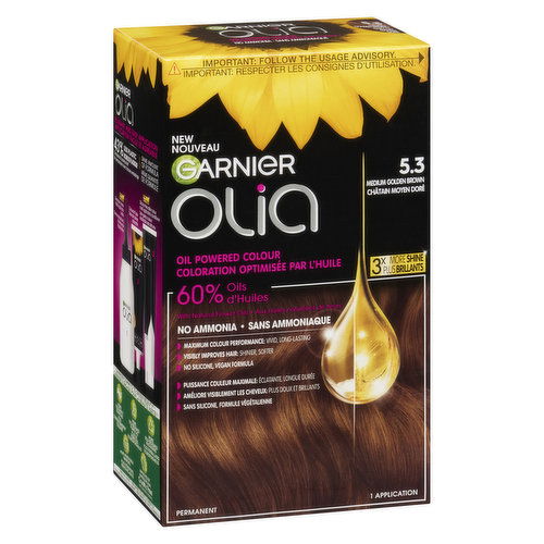 GARNIER - Olia Permanent Hair Colour - 5.3 Golden Brown