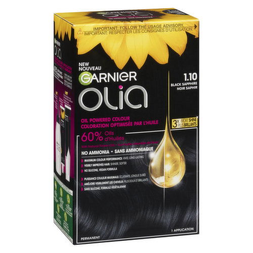 Garnier - Olia Permanent Hair Colour - 1.10 Black Sapphire