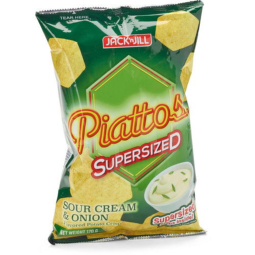 J&J - Piattos Potato Crisps, Sour Cream & Onion Flavored Supersized