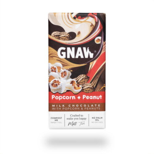 GNAW - Milk Chocolate Bar - Popcorn and Peanut
