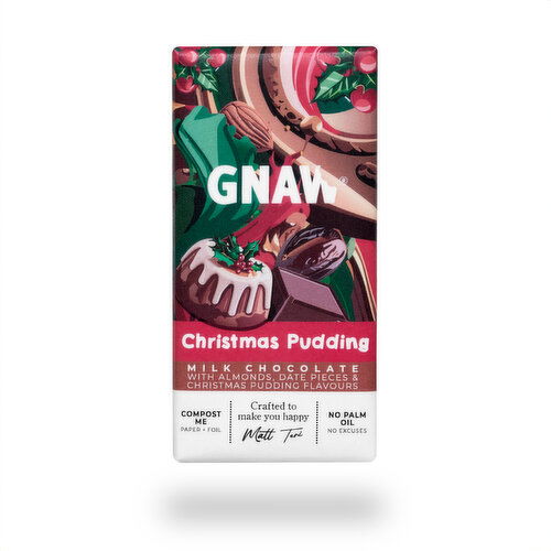 GNAW - Milk Chocolate Bar - Christmas Pudding