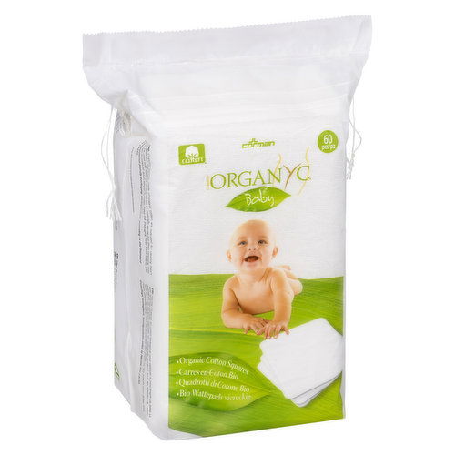 Organyc - 100% organic cotton squares, Baby 60 pcs