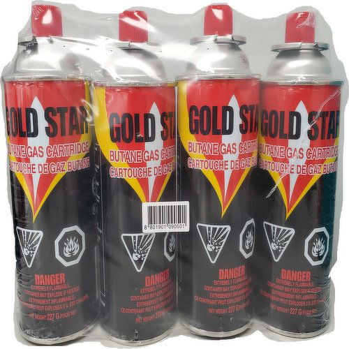 Gold Star - 4 Butane Gas Cartridges