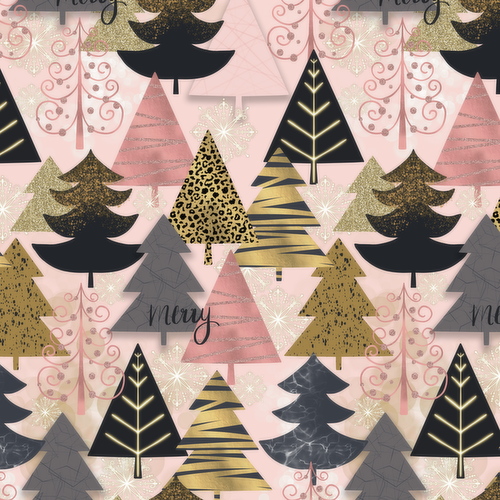 Paper Craft - Christmas Metallic Wrapping Paper, Stylish Trees