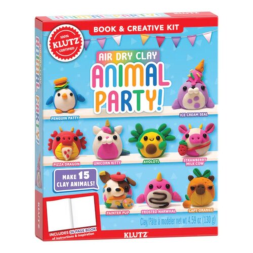 Air-Dry Clay Animal Party - Book & Craft Kit, By Klutz