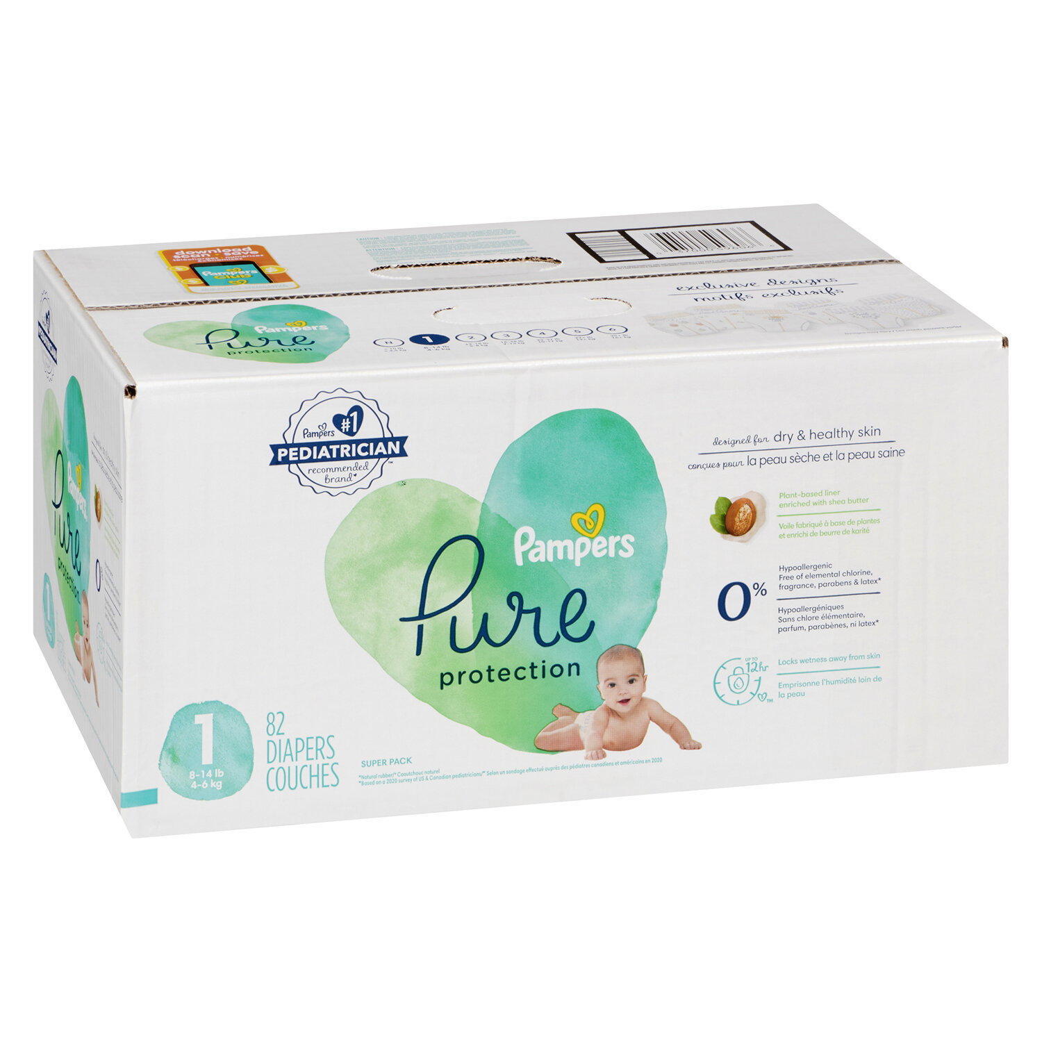 Pampers - Pure Protection Diapers - Size 1 Super Pack - PriceSmart