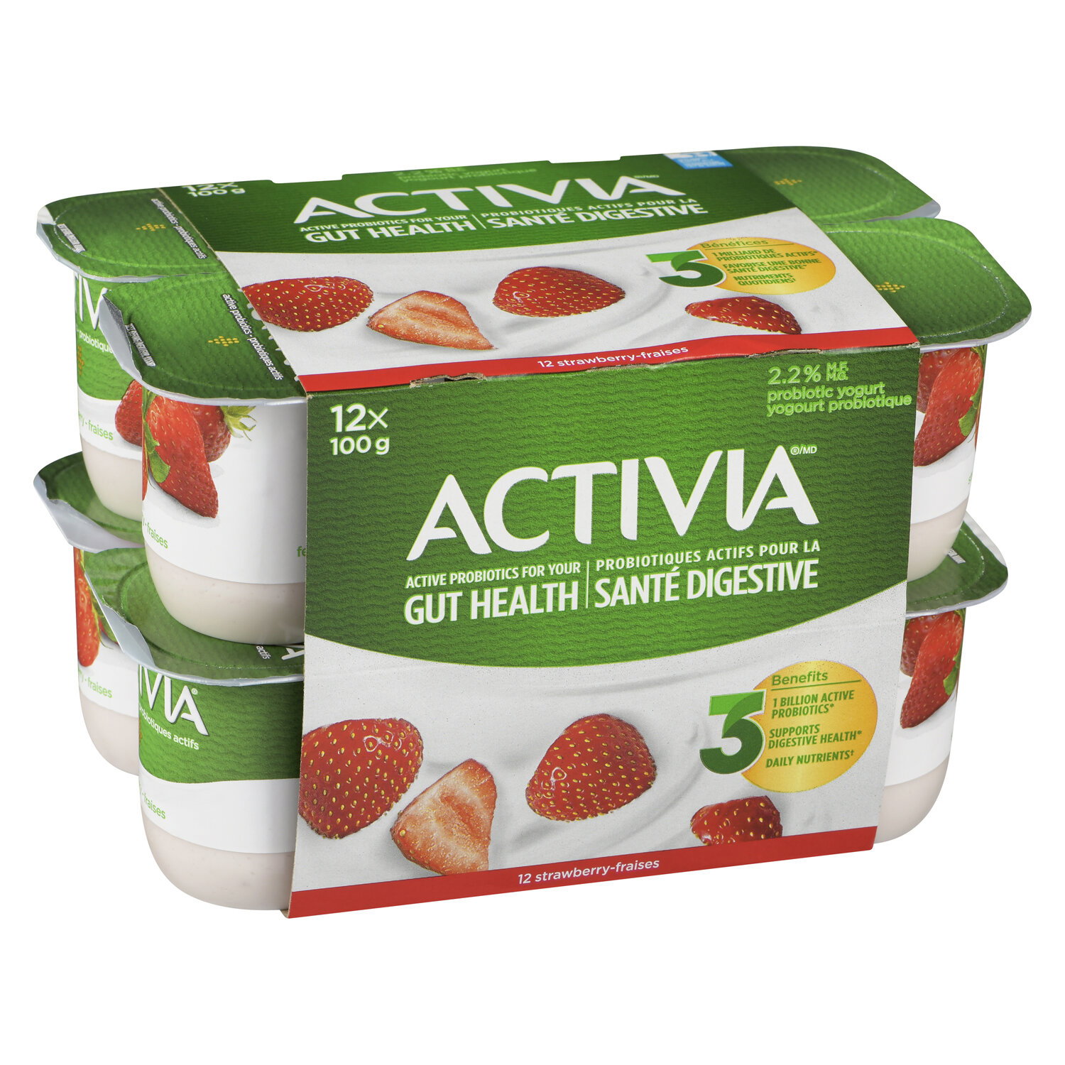Activia - Probiotic Yogurt - Strawberry, 12x100g - Save-On-Foods